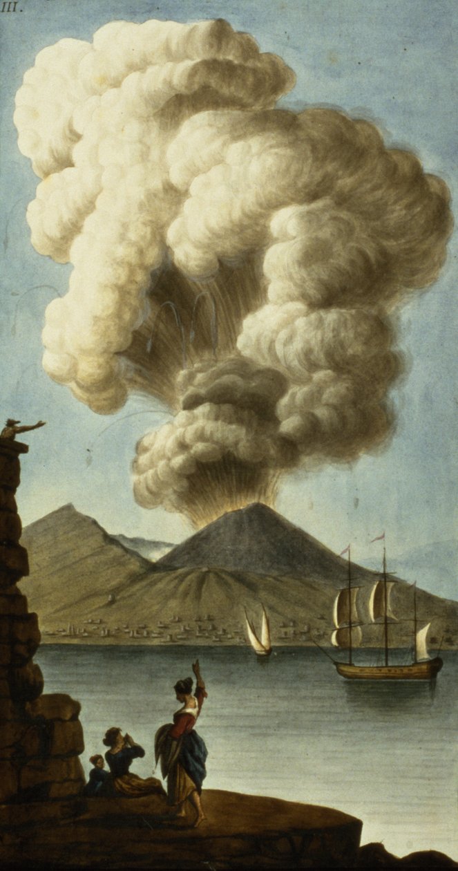 Vesuvius utbrott, platta III från Sir William Hamiltons Campi Phlegraeiae (tillägg), 1779 (wc) av English School