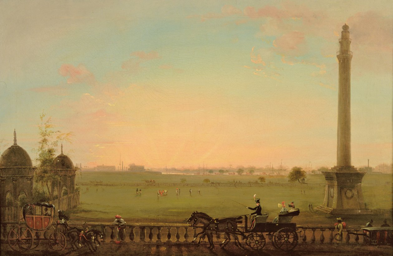 Utsikt från Chowringhee Road, Calcutta, mot Hoogly River, c.1840 av English School