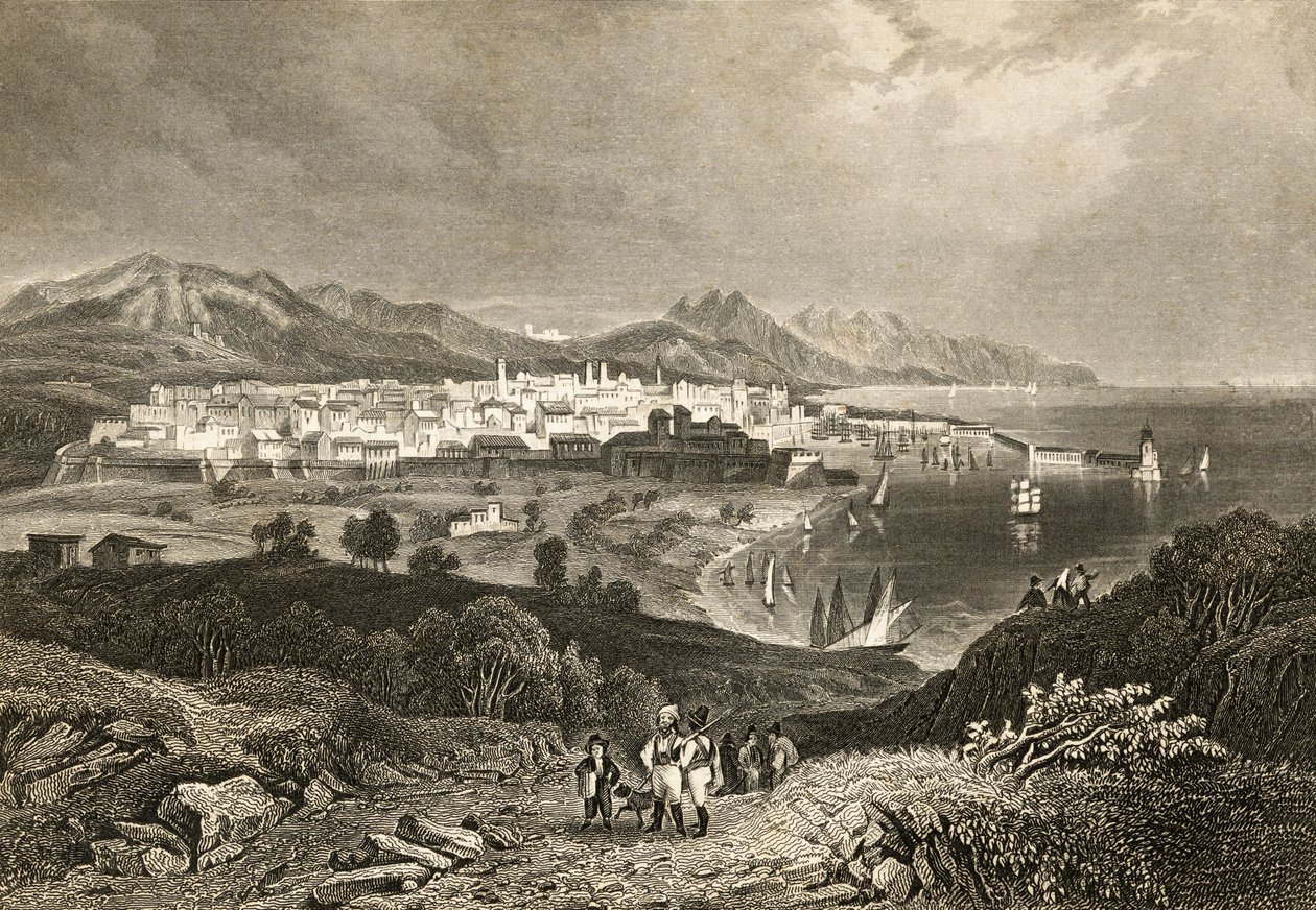 Utsikt över Barcelona, tidigt 1800-tal av English School