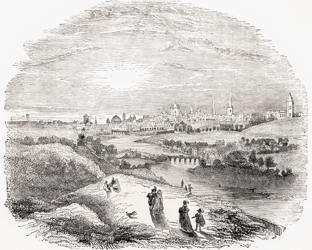 Utsikt över Dublin på 1600-talet, från 