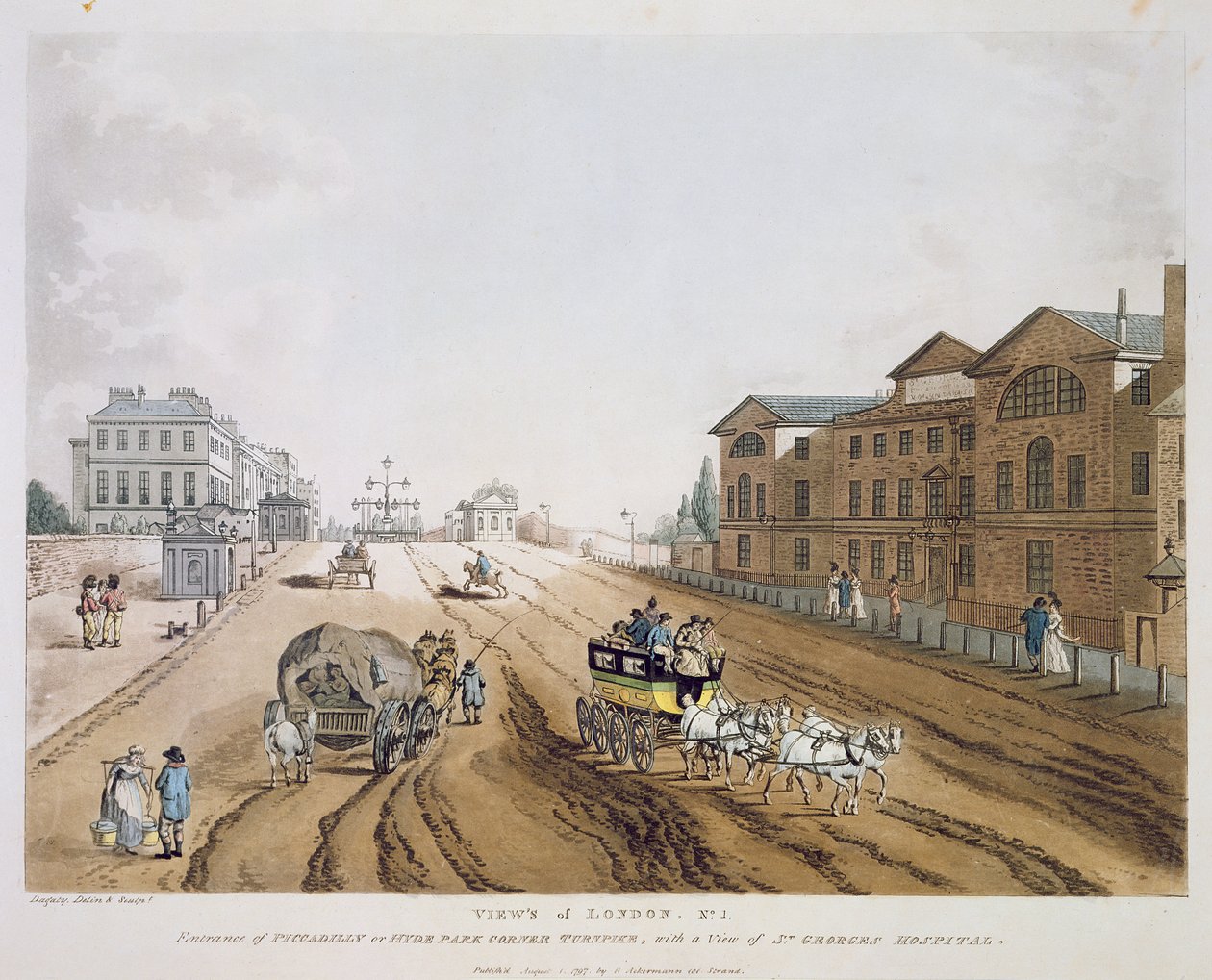 Utsikt över London, 1797 (färggravyr) av English School