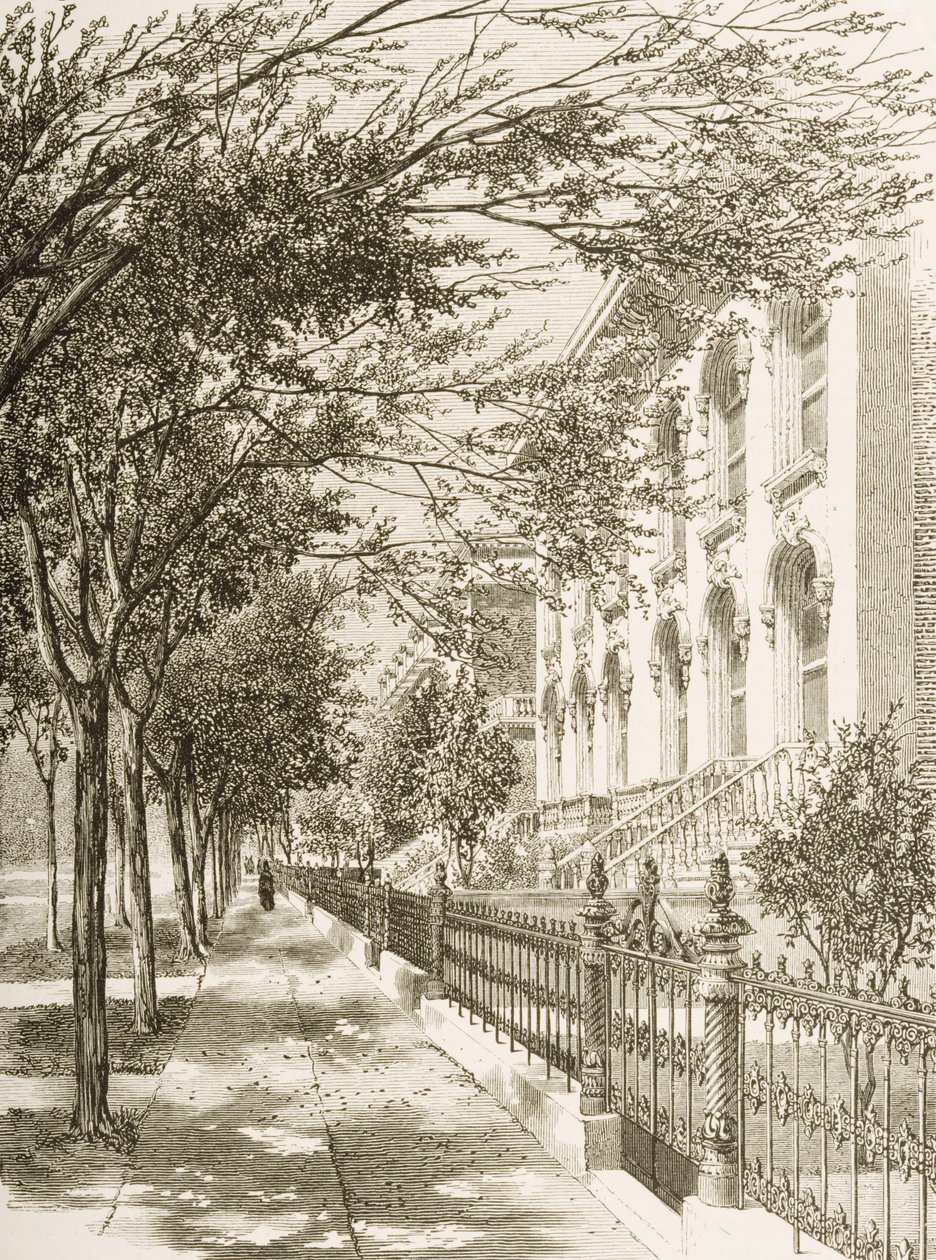 Wabash Avenue, Chicago, omkring 1870, från "American Pictures" utgiven av Religious Tract Society, 1876. av English School