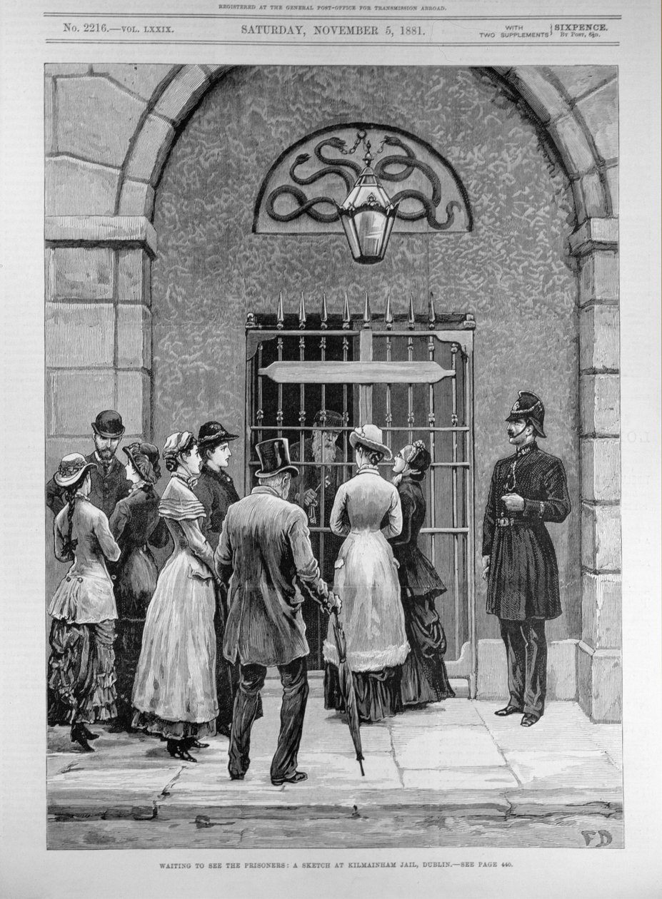 Väntar på att se fångarna; En skiss i Kilmainham Jail, Dublin, från 