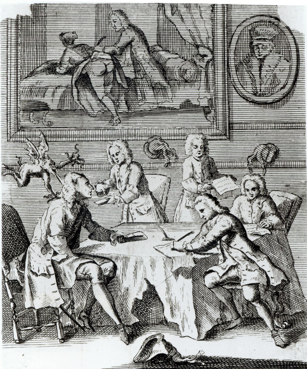 Whig Satire on Negotities for Treaty of Utrecht, c.1713 av English School