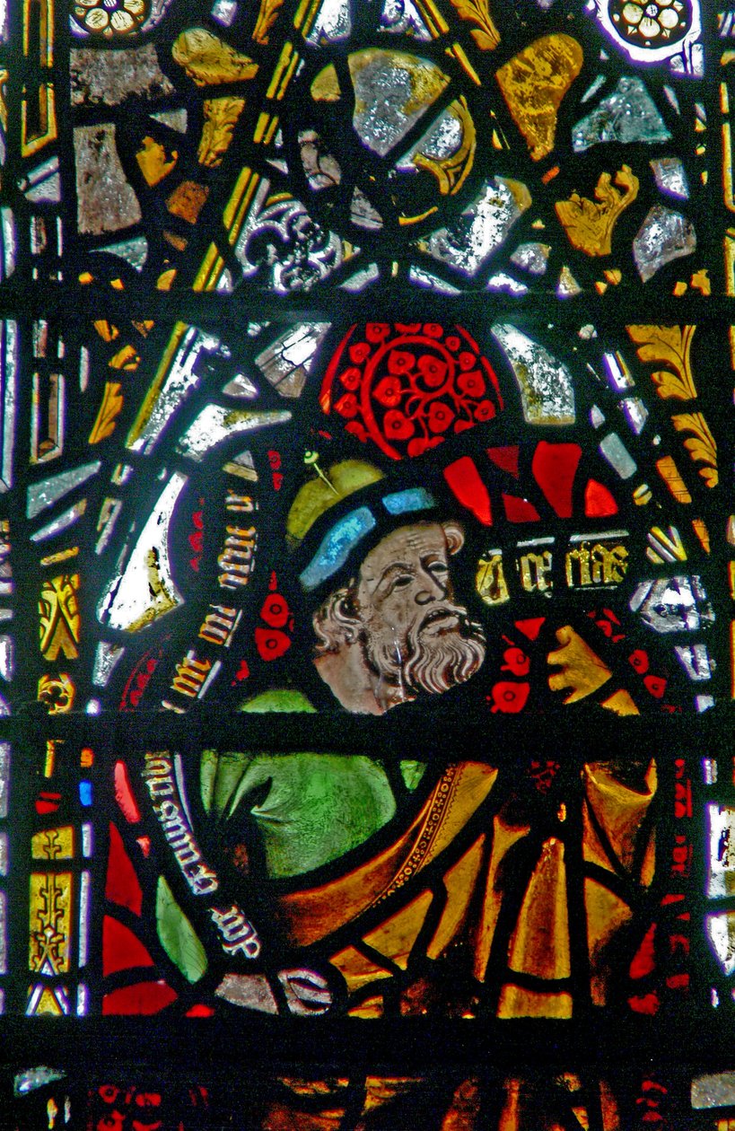 Fönster w3 som föreställer profeten Sakaria (Zachariah) (målat glas) av English School
