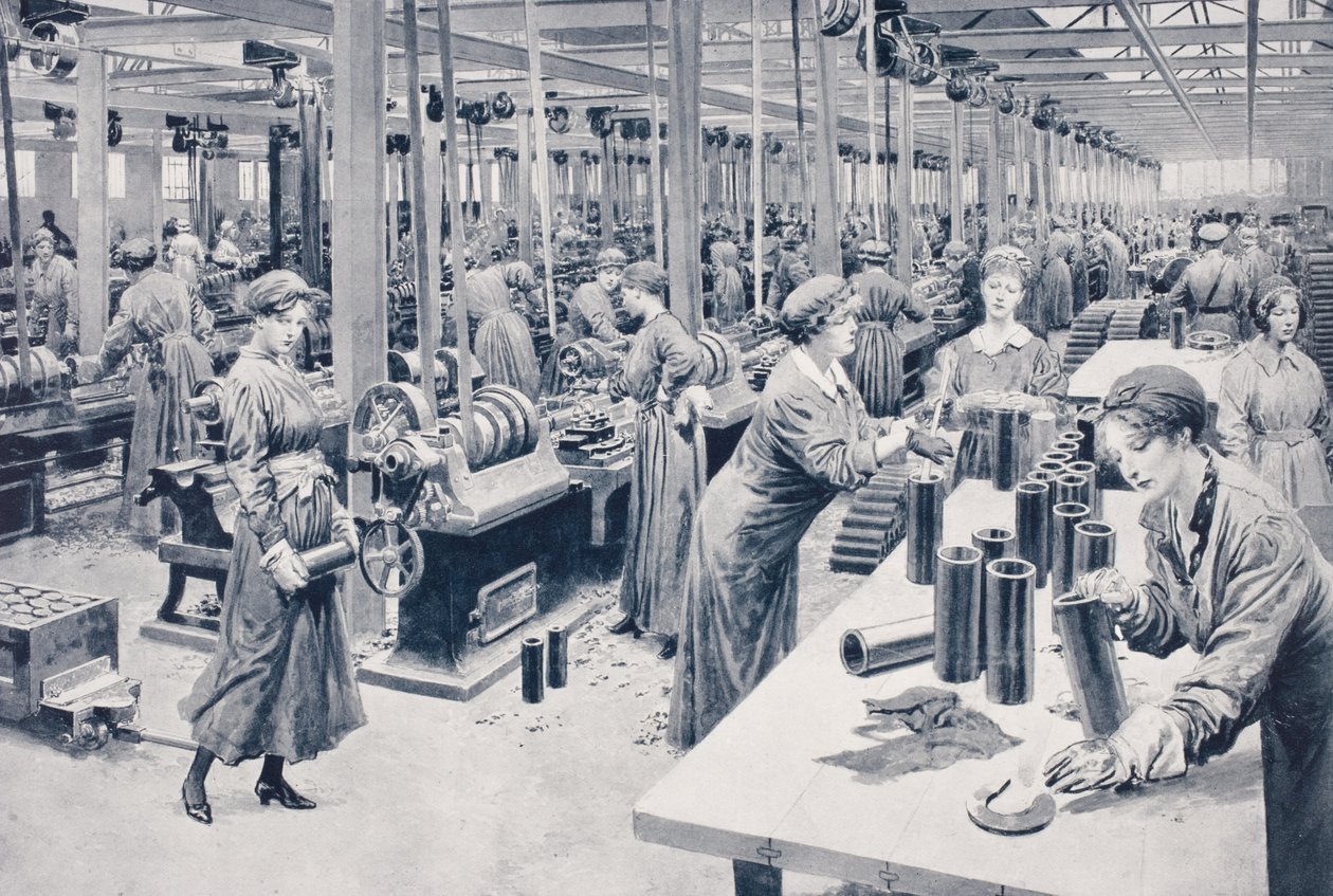 Kvinnor som arbetade i en ammunitionsfabrik 1915 av English School