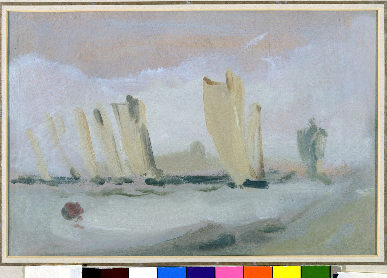 Yacht Racing on the Solent, som tidigare tillskrivits J.M.W. Turner (1775-1851) och även tillskriven Peter de Wint (1784-1849), ca 1827 (olja på papper) av English School