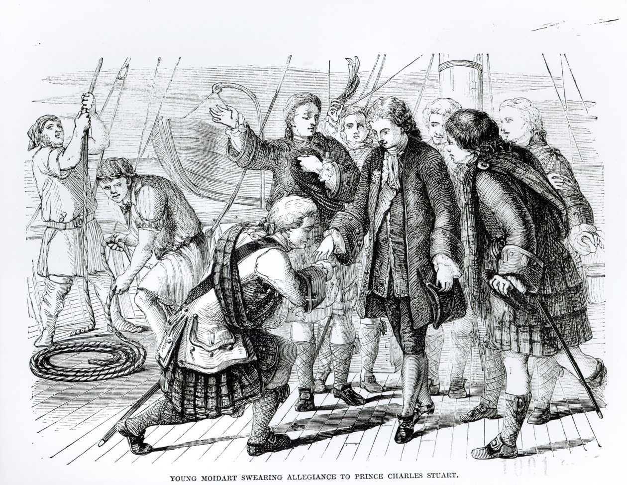 Unga Moidart svär trohet till prins Charles Edward Stuart (1720-88) av English School