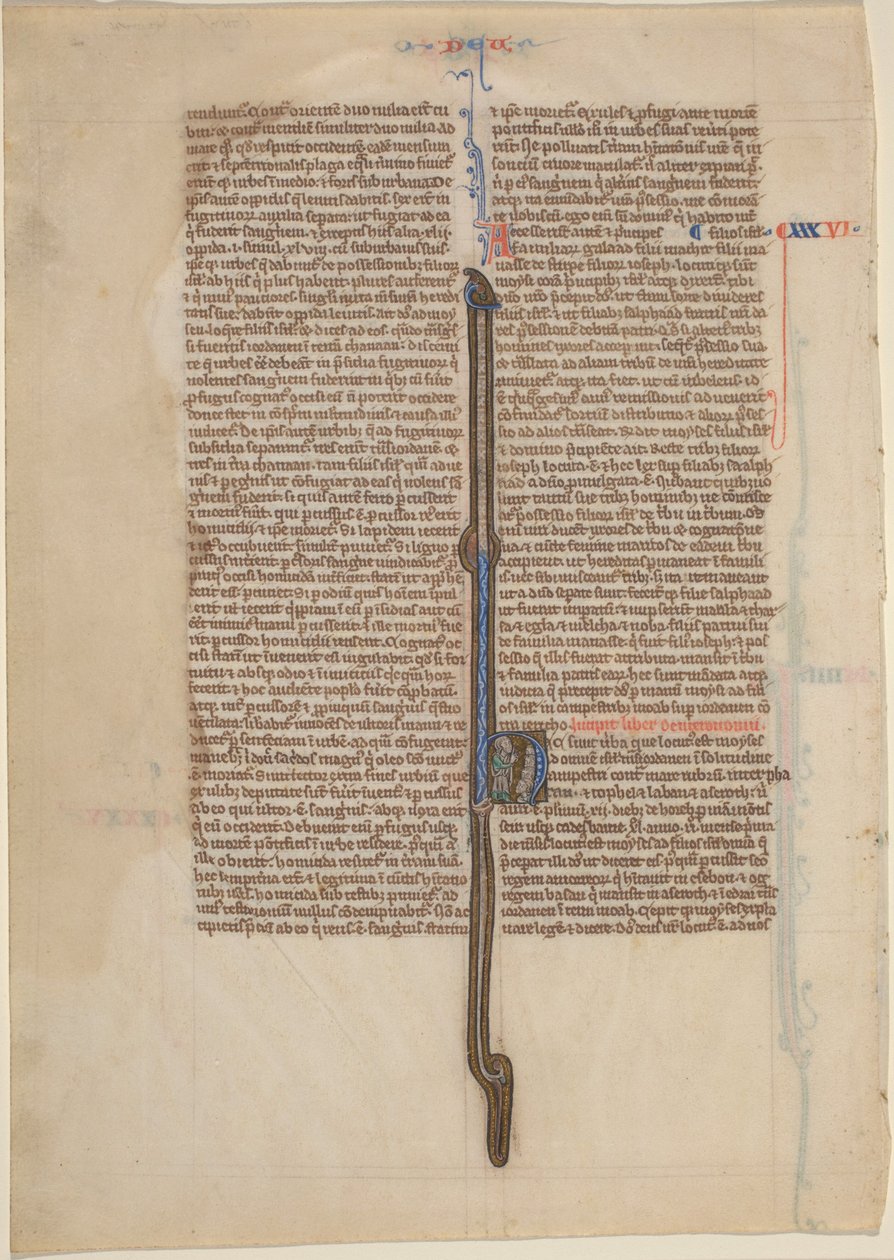 Manuskriptblad från en bibel (5 Mosebok) av English 13th Century