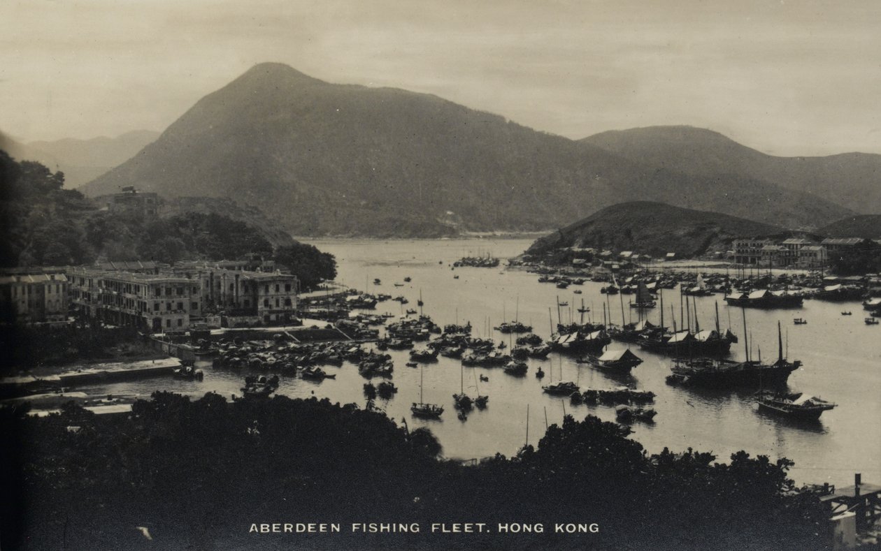 Aberdeen Fishing Fleet, Hong Kong, från ett album med fotografier relaterade till tjänsten för Pte H. Chick, 1940 av English Photographer