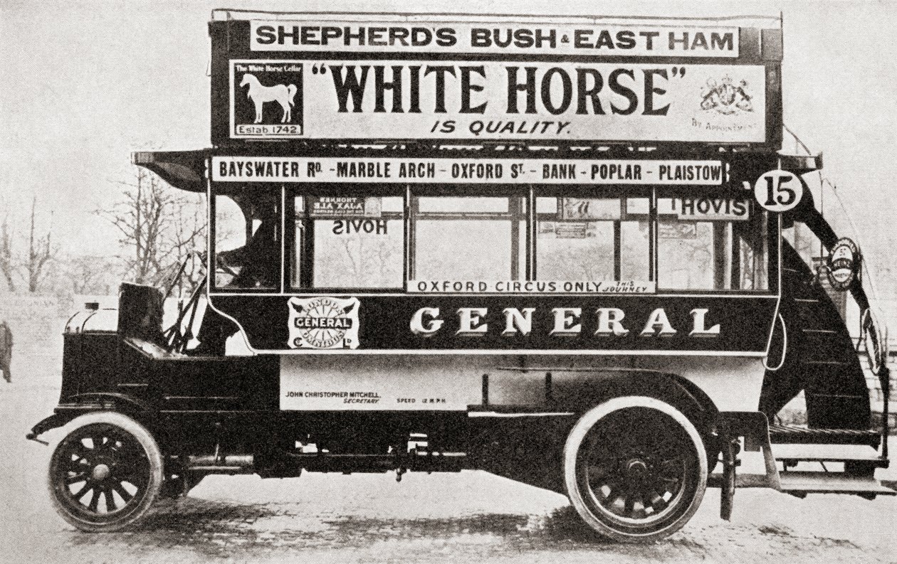 En omnibus, c.1910, från The Story of Twenty Five Years, publicerad 1935 av English Photographer