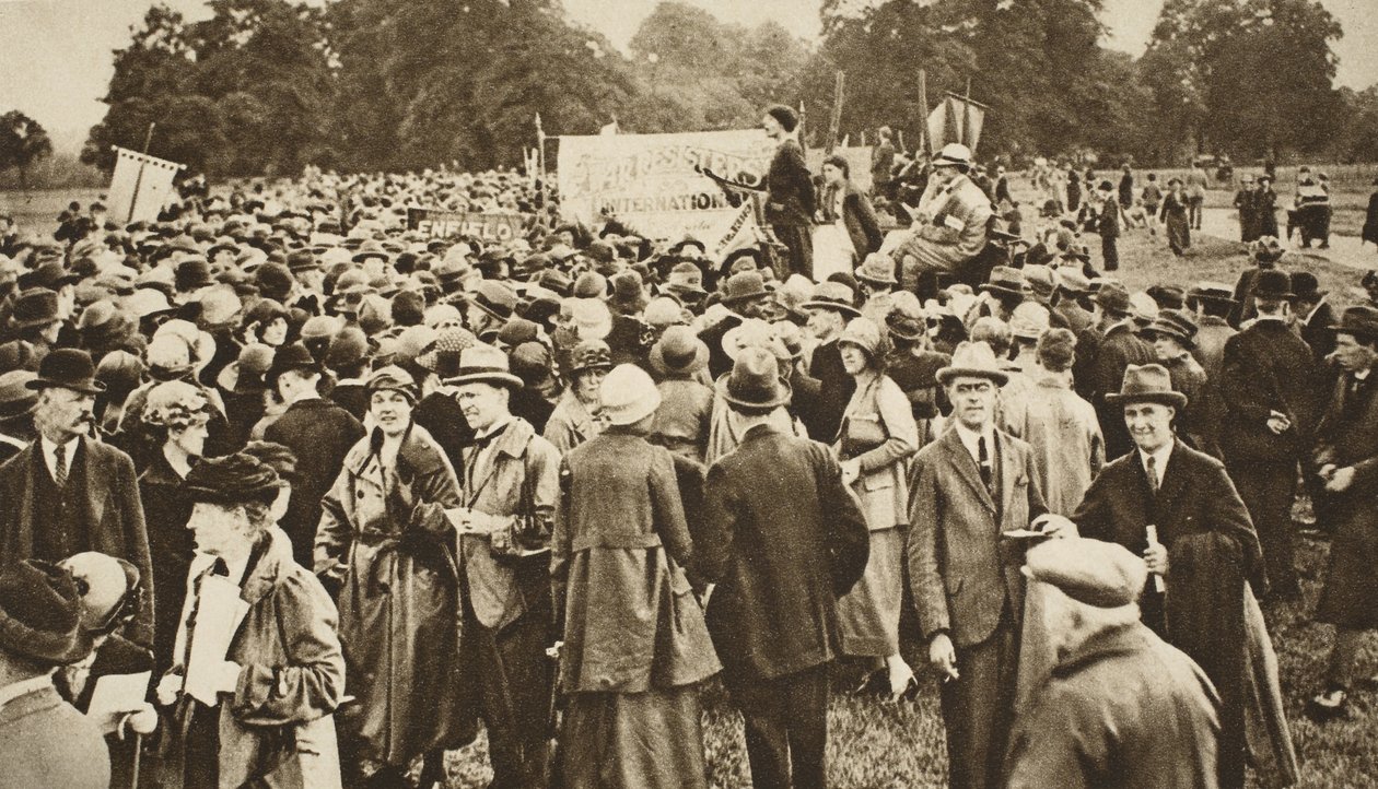 Antikrigsmöte i Hyde Park (sepiafoto) av English Photographer