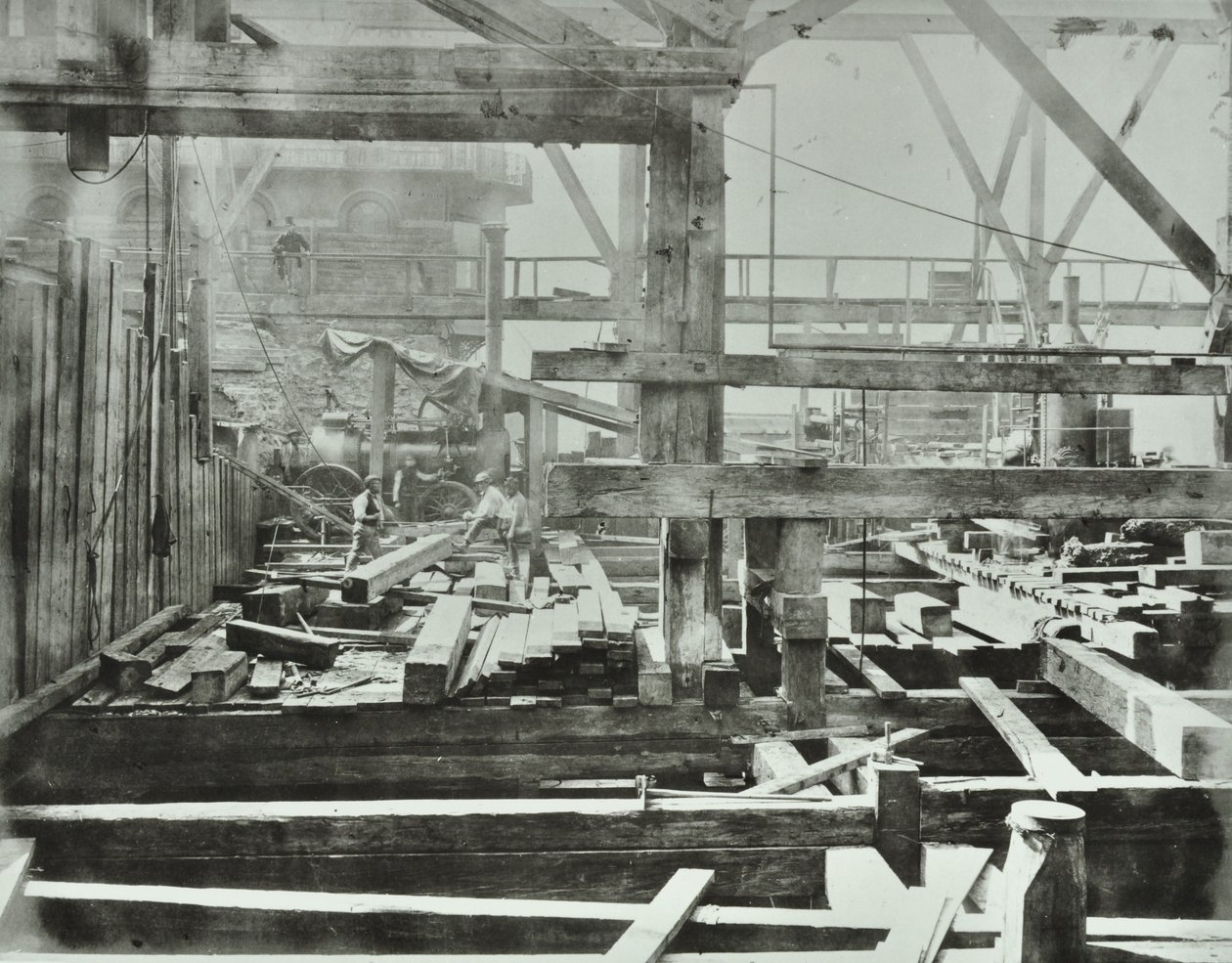 Blackfriars Bridge: byggnadsarbete pågår, 1869 av English Photographer