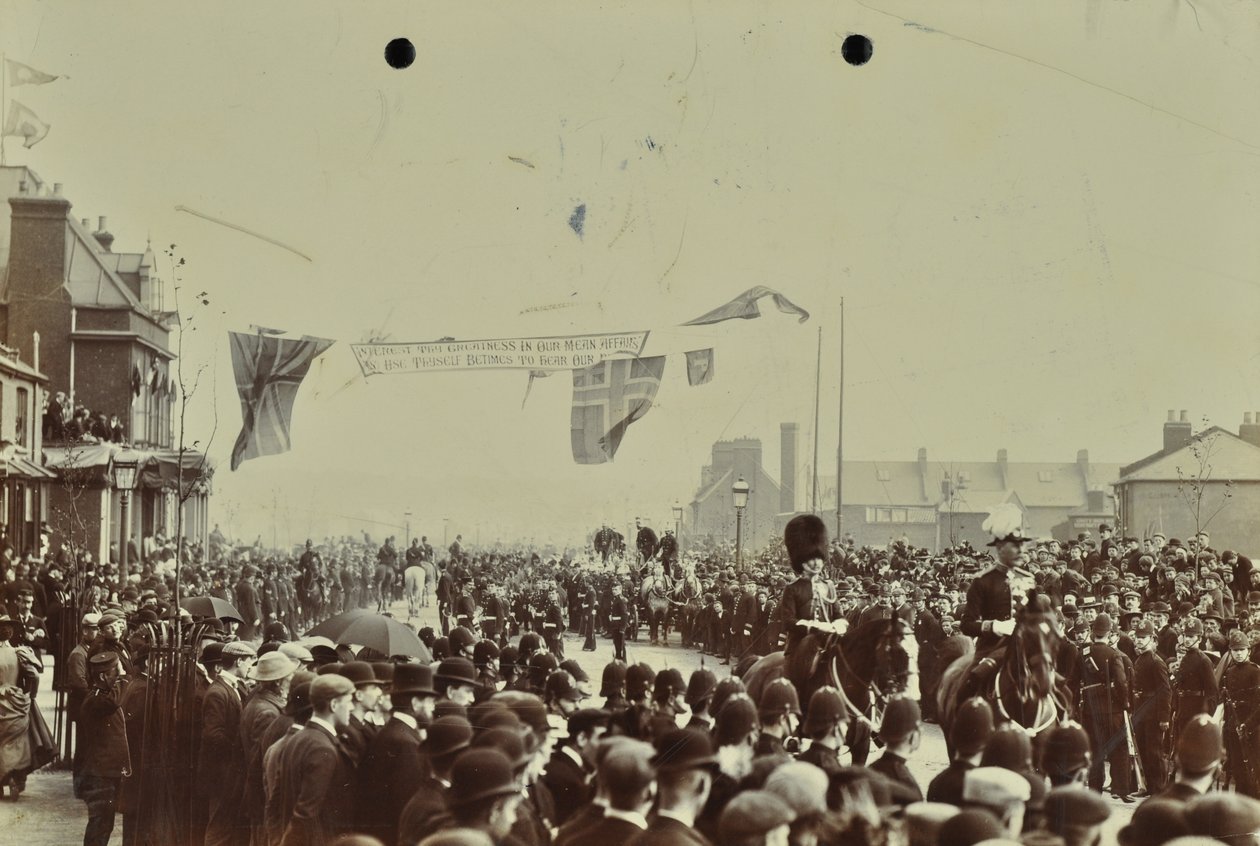 Blackwall Tunnel: släkting som prinsen av Wales, senare kung Edward VII, och prinsessan Alexandria närvara vid den ceremoniella invigningen av tunneln, 1897 av English Photographer