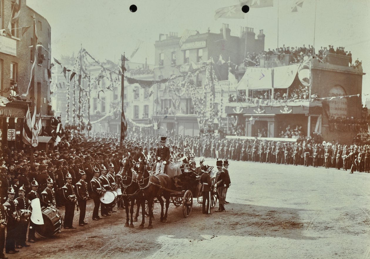 Blackwall Tunnel: släkting som prinsen av Wales, senare kung Edward VII, och prinsessan Alexandria närvara vid den ceremoniella invigningen av tunneln, 1897 av English Photographer