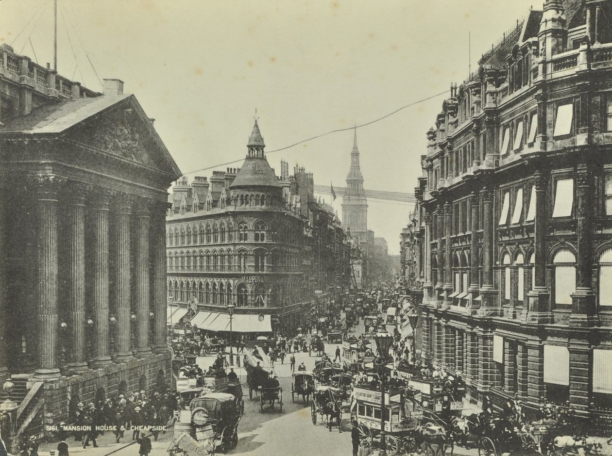 Cheapside, från Mansion House, City of London, 1885 av English Photographer