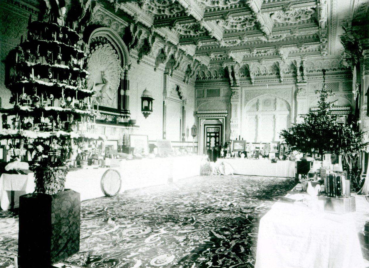 Juleborde i Durbar Room på Osborne House, 1900 swed av English Photographer