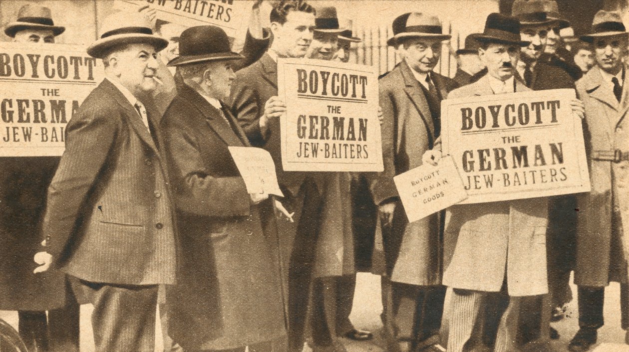 Demonstration i Hyde Park i London i protest mot Hitlers förföljelse av judarna i Tyskland av English Photographer