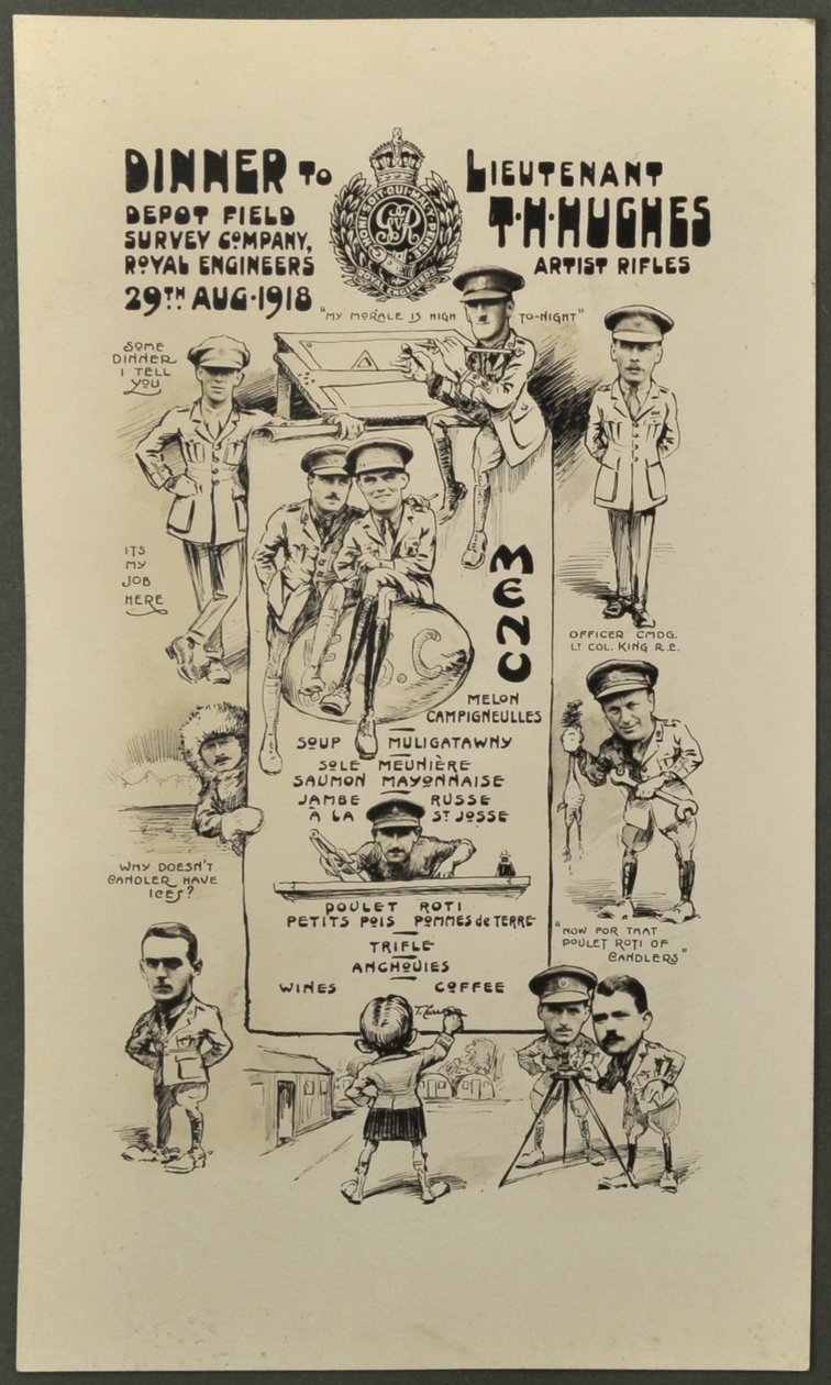 Middag till löjtnant T. H. Hughes, Artist Rifles, Depot Field Survey Company, Royal Engineers, 29 augusti 1918 av English Photographer