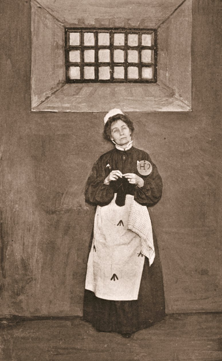 Emmeline Pankhurst i en cell i Holloway-fängelset av English Photographer