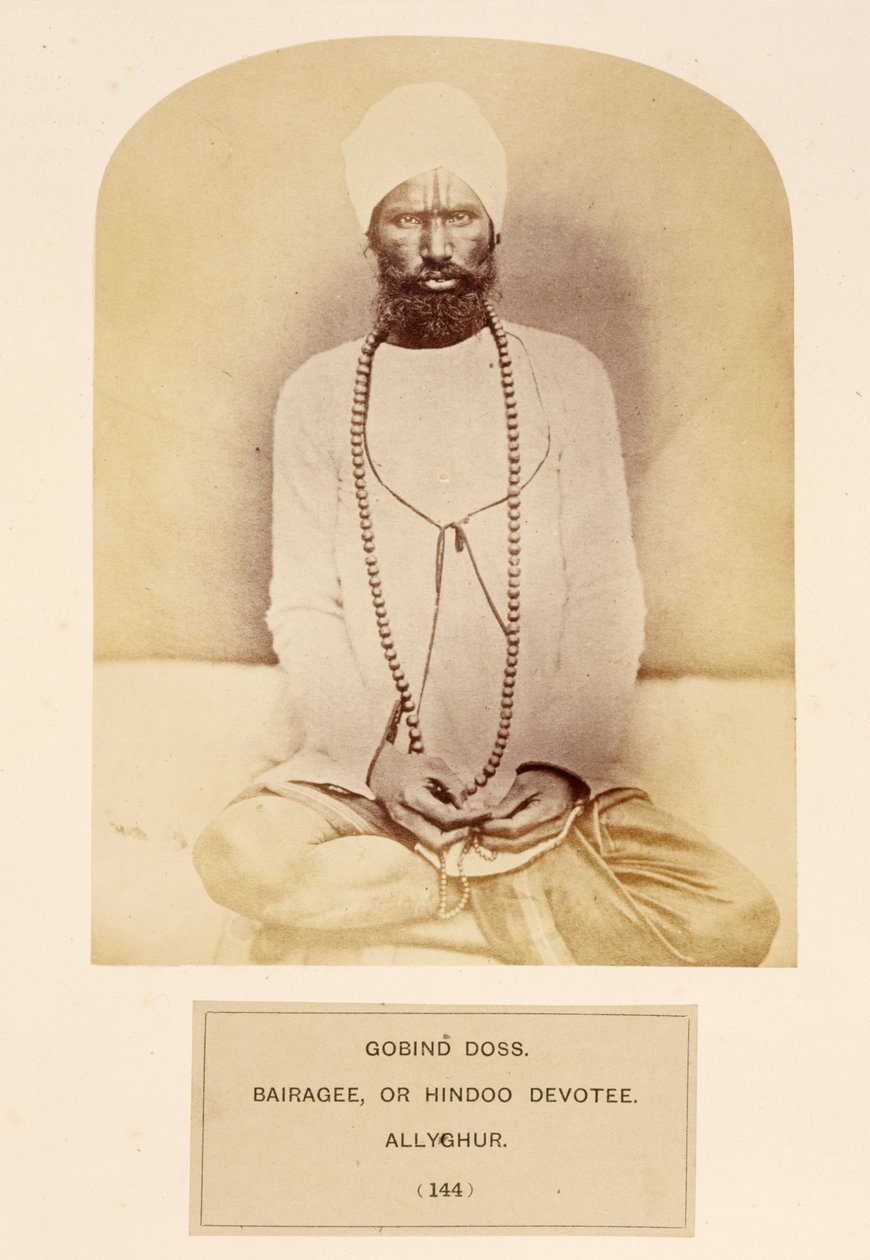 Govind Doss, Bairagee eller Hindoo Devotee, Allyghur, från The People of India, av J. Forbes Watson, publicerad 1868 (albumtryck) av English Photographer