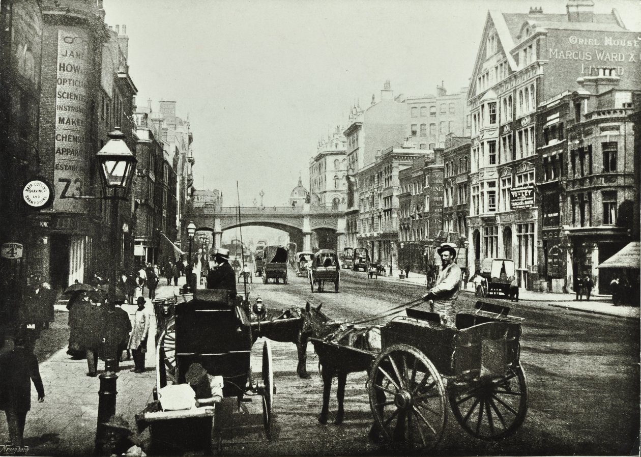 Holborn Viaduct, Farringdon Street, norrut, City of London, 1890 av English Photographer