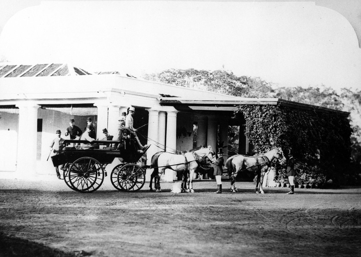 Hästdragen vagn i koloniala Indien, ca 1870-talet av English Photographer