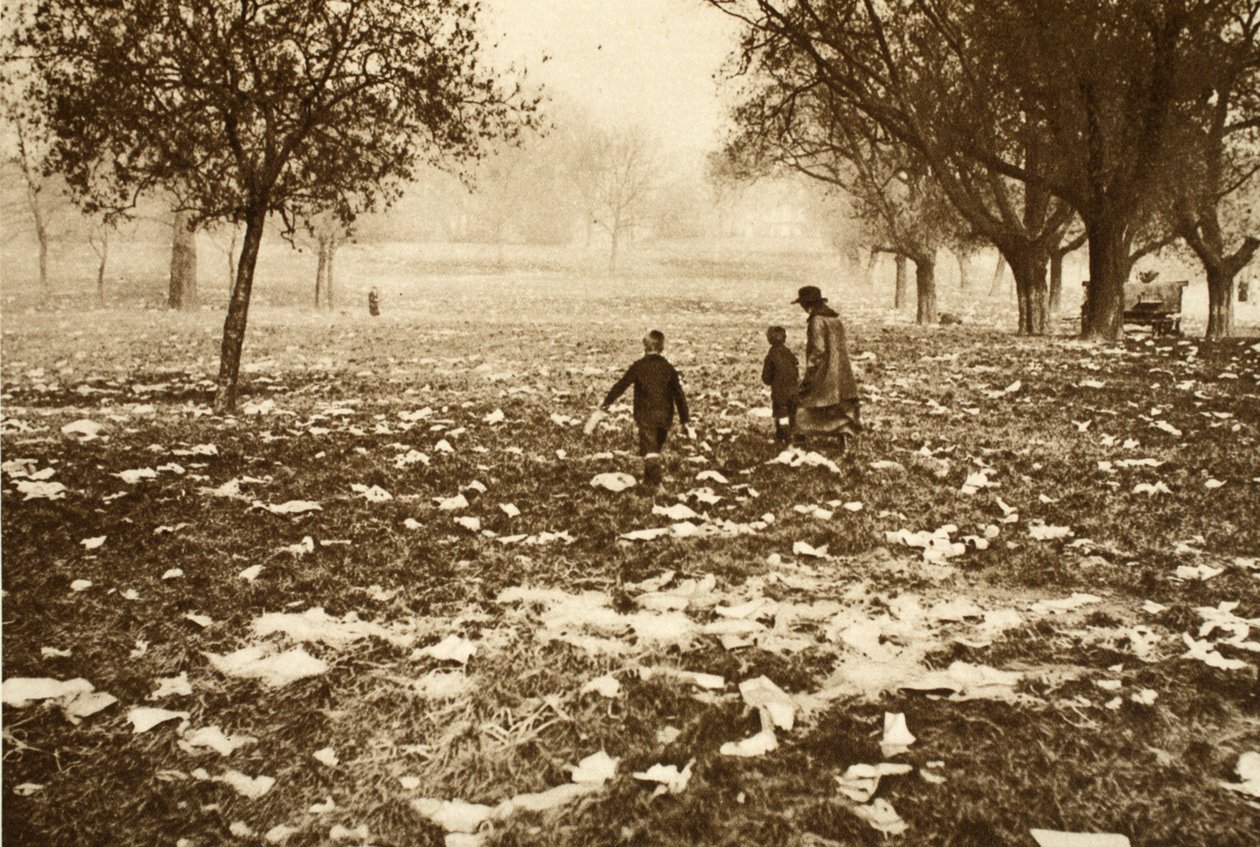 Skräpbelagt gräs på Hampstead Heath dagen efter en helgdag, från Wonderful London, publicerad 1926-27 (fotogravyr) av English Photographer