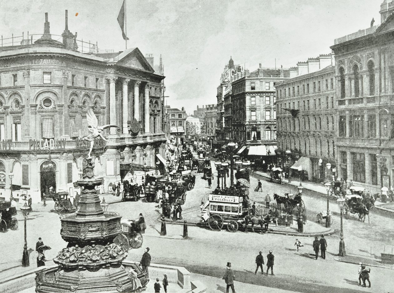 London Pavilion, Piccadilly Circus, Westminster LB: tittar österut, 1896 av English Photographer