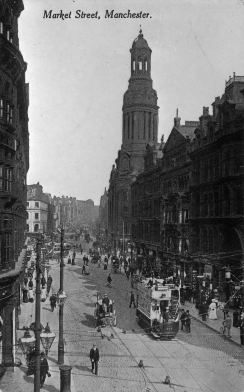 Market Street, Manchester, ca 1910 (bw-foto) av English Photographer