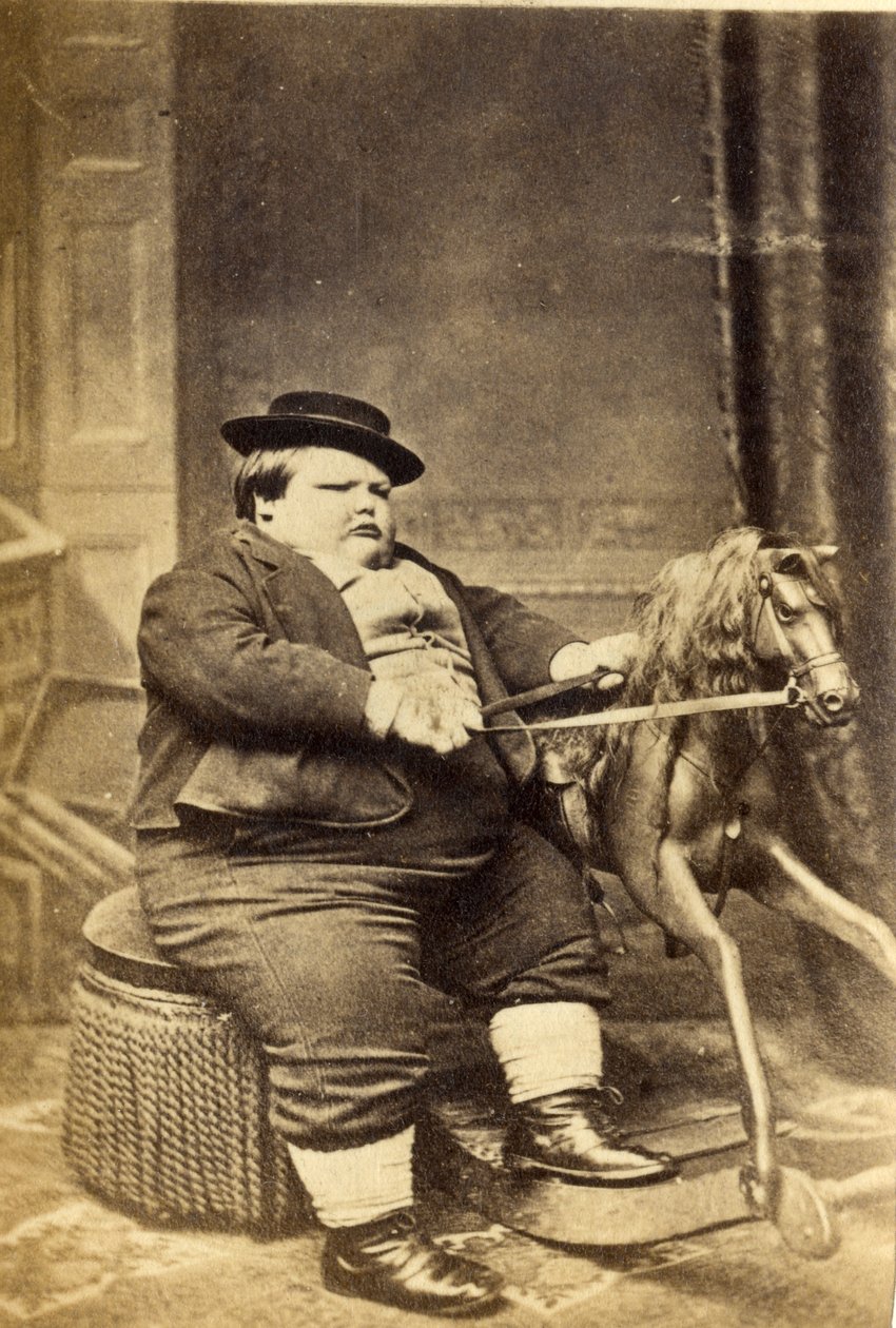 Mästare Richard Beanham av sin gunghäst, 1870-talet (albumintryck) av English Photographer