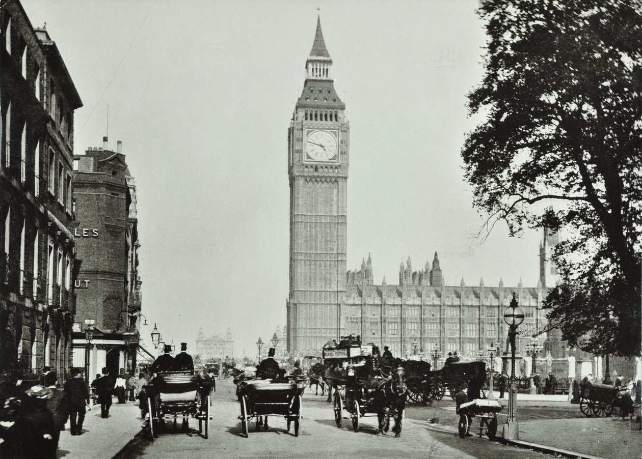 Parliament Square, Westminster LB: Parliament Square med utsikt över Bridge Street, 1895 av English Photographer
