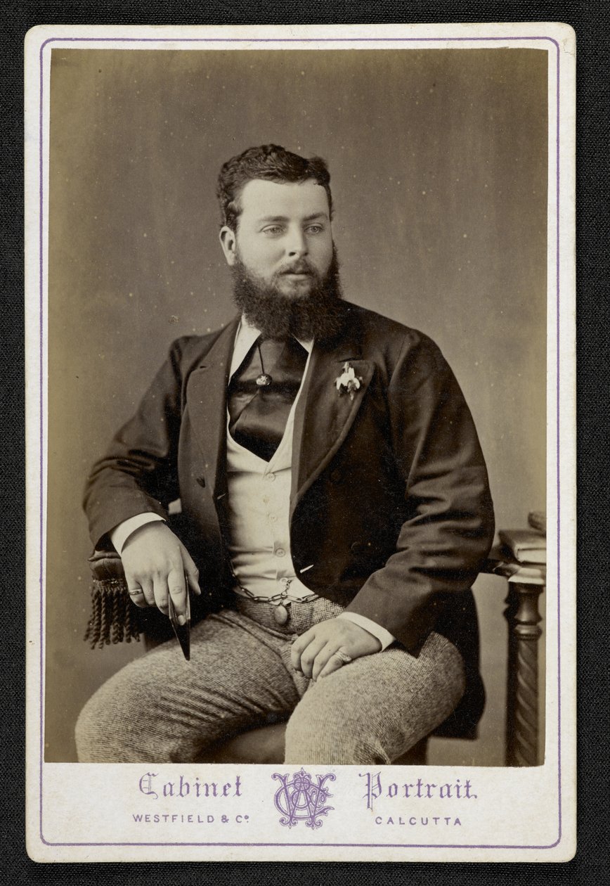 Porträtt av Mr Godfrey Freeman, indigoplanterare, Lohurria, Bihar, fotograferat i Calcutta (s/v foto) av English Photographer