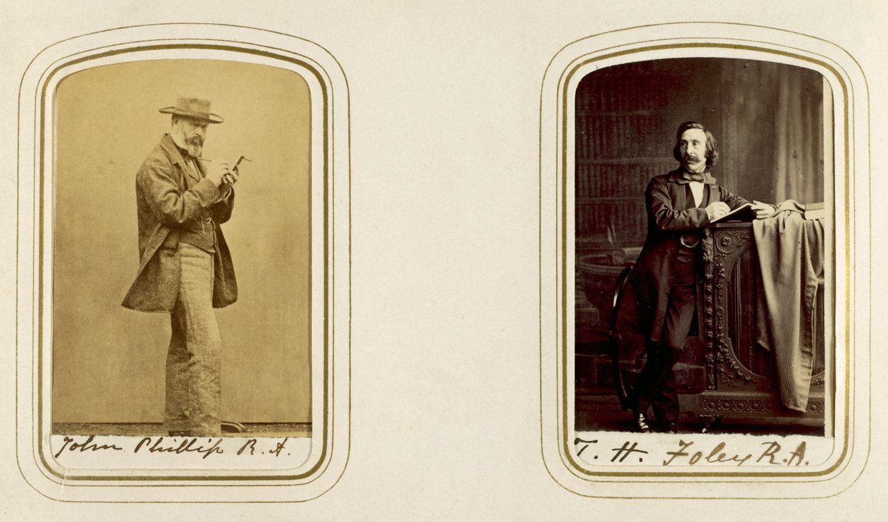 Portrætter af John Phillip og John Henry Foley (sepia foto) swed av English Photographer