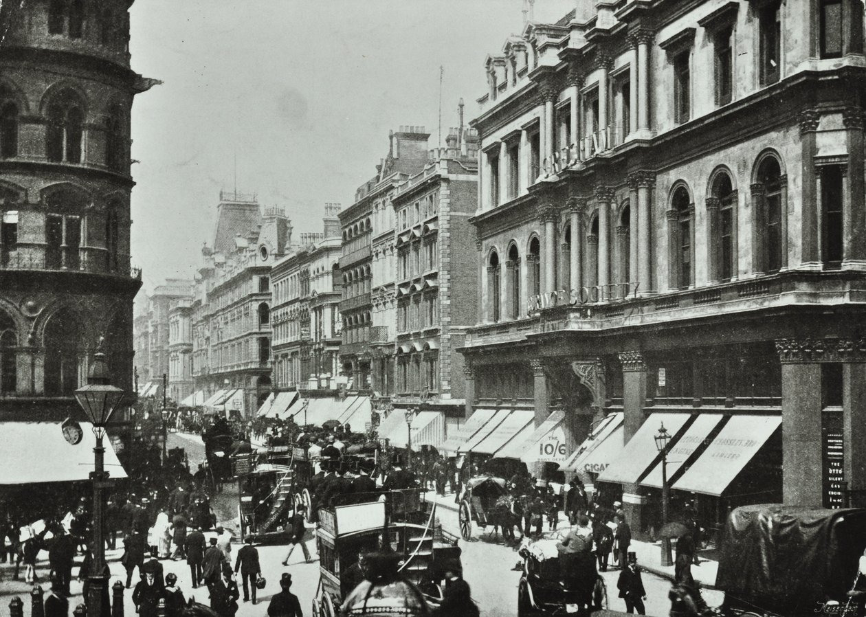 Fjäderfä, tittar västerut till Cheapside, City of London, 1890 av English Photographer