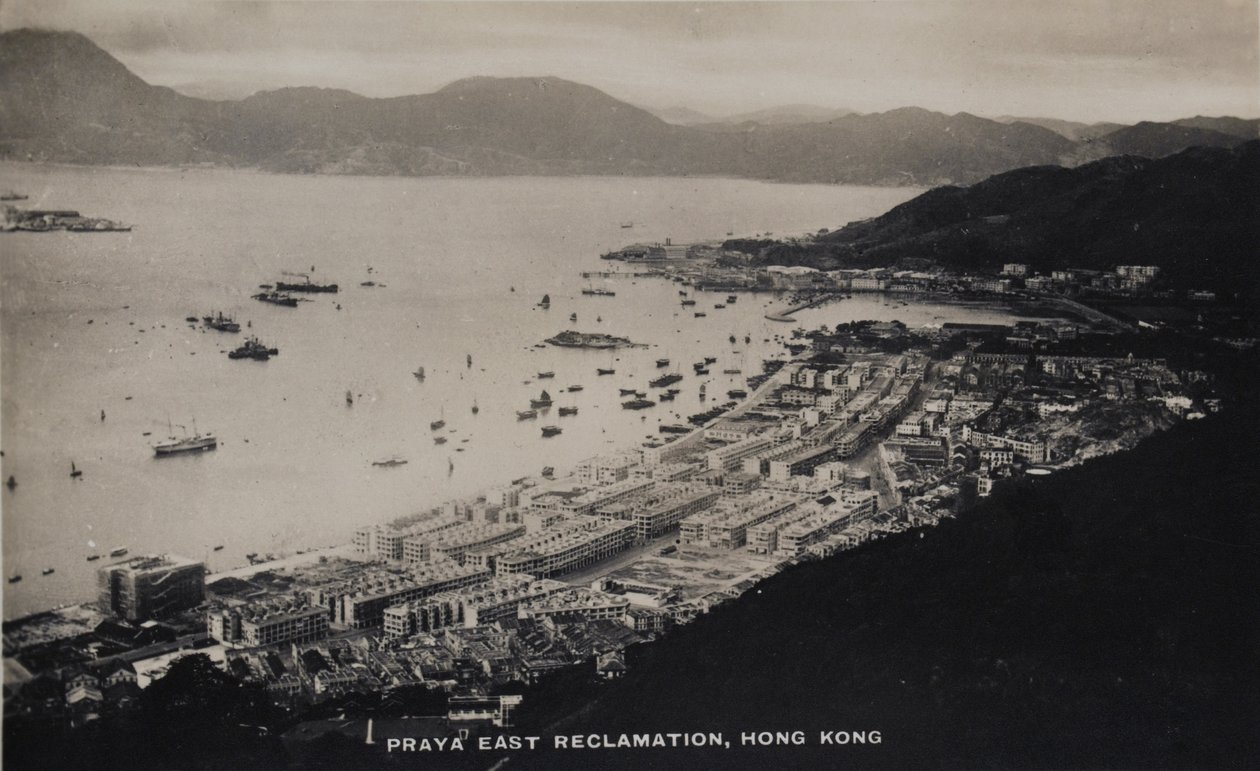 Praya East Reclamation, Hong Kong, från ett album med fotografier relaterade till tjänsten för Pte H. Chick, 1940 av English Photographer