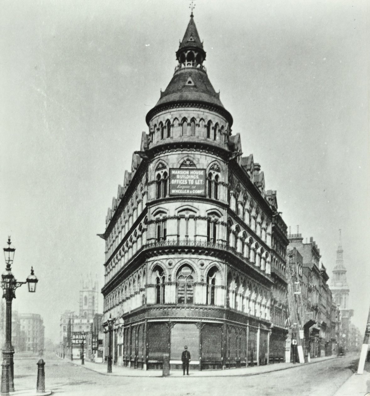 Queen Victoria Street, Mansion House Street i hörnet av Poultry and Queen Victoria Street, London, 1880 av English Photographer