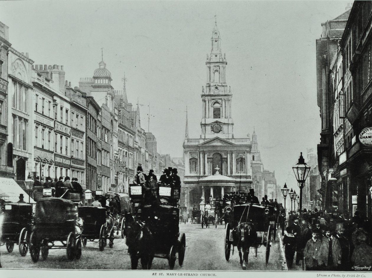 Saint Mary-le-Strand, Strand, Westminster LB: tittar österut till Saint Mary-le-Strand, 1895 av English Photographer