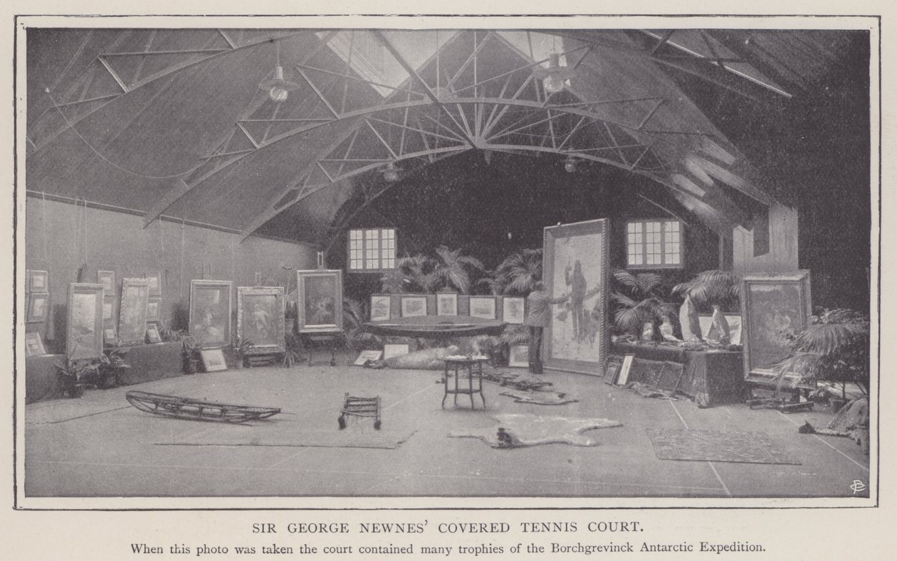 Sir George Newnes täckta tennisbana (svartvitt foto) av English Photographer
