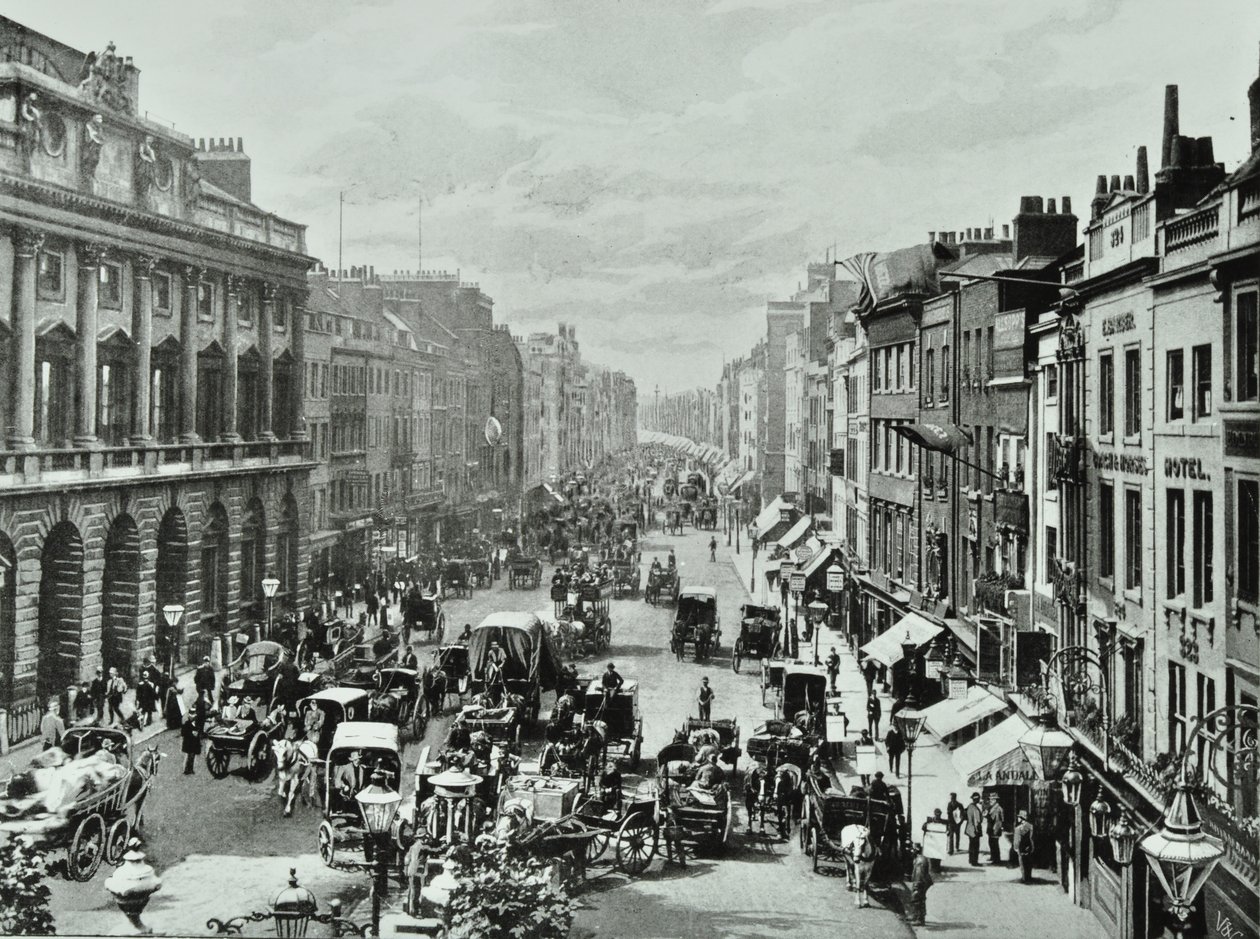 Somerset House, Strand, Westminster LB: tittar västerut från Saint Mary-le-Strand, 1895 av English Photographer