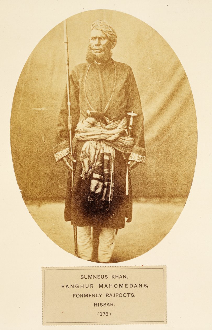 Sumner Khan, Ranghur Mahomedans, tidigare Rajputs, Hisar, från The People of India, av J. Forbes Watson, publicerad 1868 (albumtryck) av English Photographer