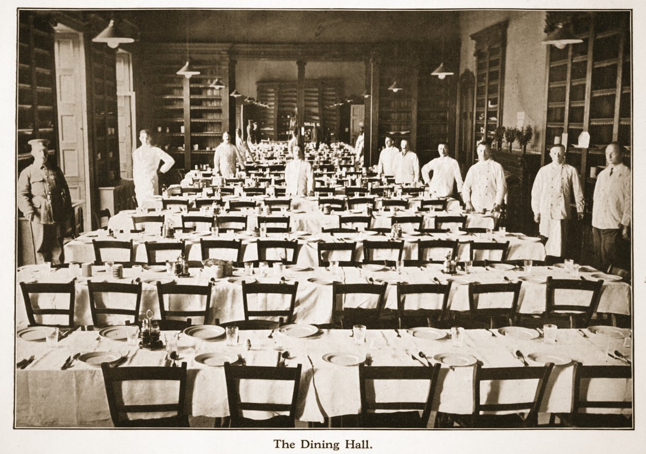 The Dining Hall, Donington Hall, illustration från tyska fångar i Storbritannien (fotogravyr) av English Photographer