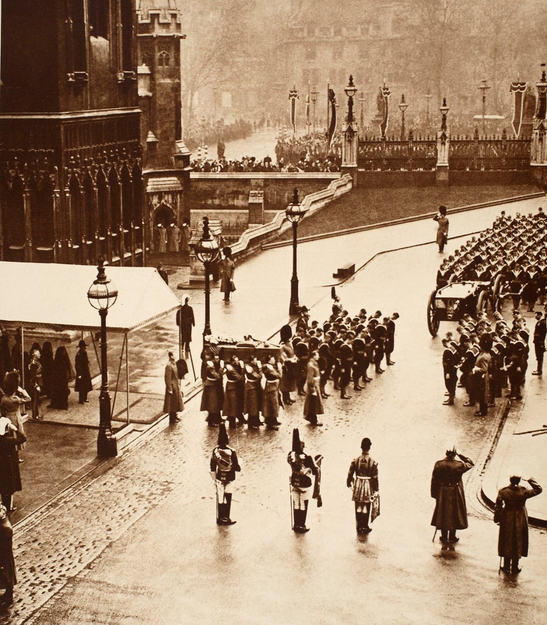 Begravningsprocessen bildades i Westminster Hall, 1936 av English Photographer