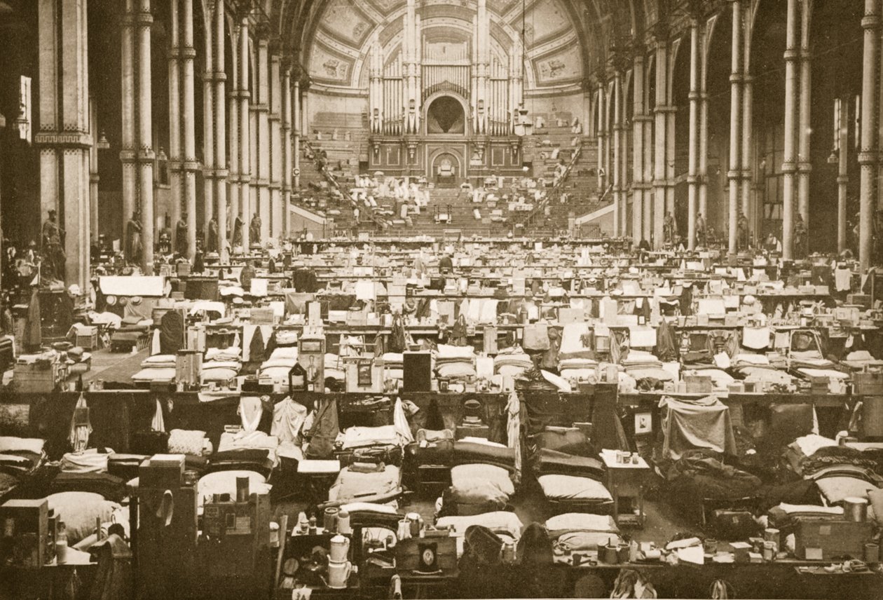 The Sleeping Hall, Alexandra Palace, illustration från tyska fångar i Storbritannien (fotogravyr) av English Photographer