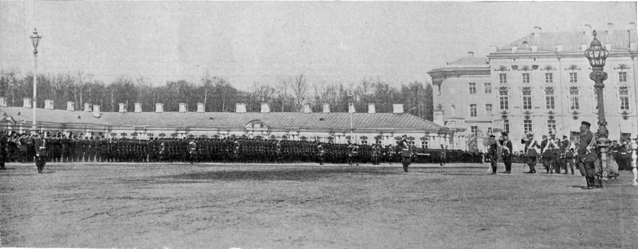 Tsaren återlämnar hälsningar från sina trupper och generalofficerare, illustration från Kungen, 25 maj 1901 av English Photographer