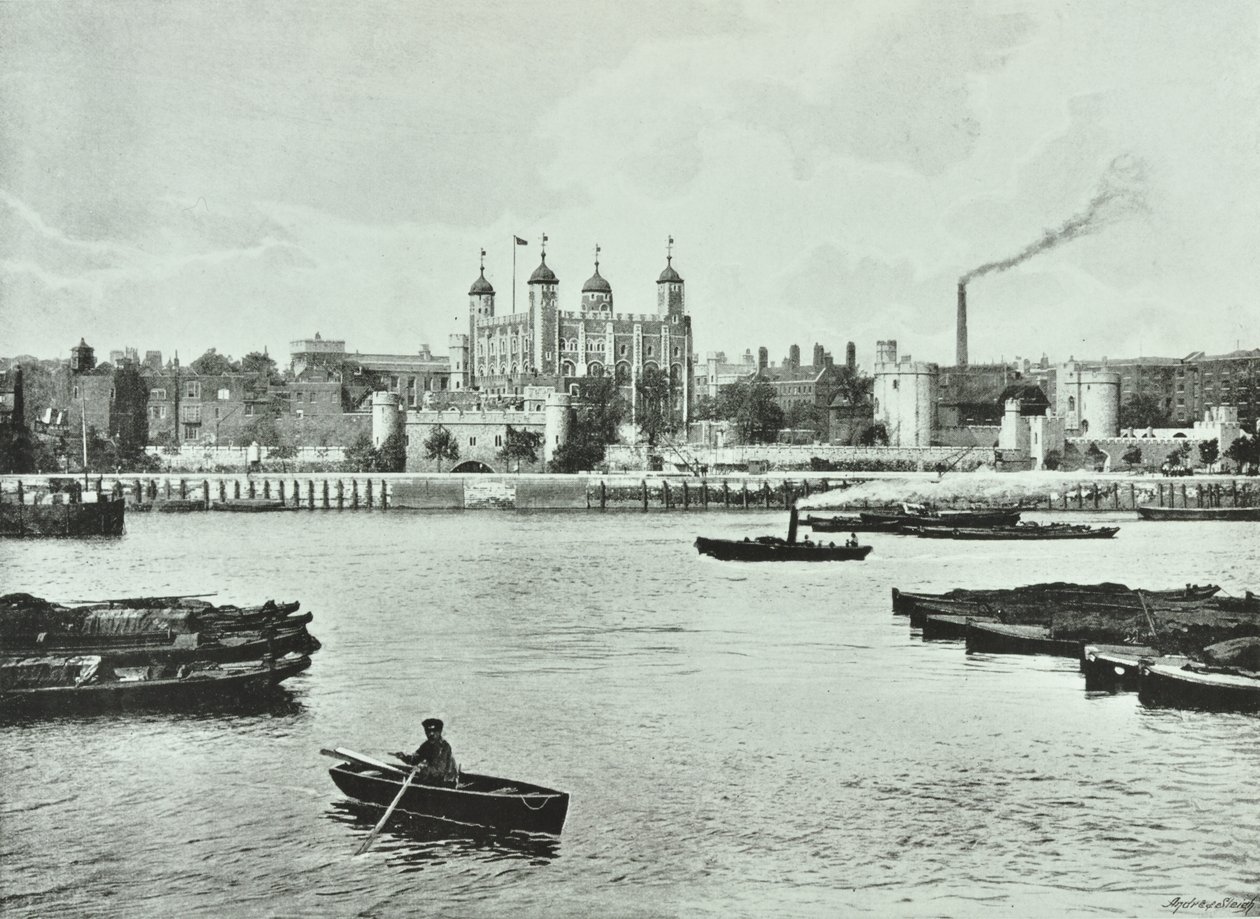 Tower of London, Tower Hill: från floden, 1895 av English Photographer