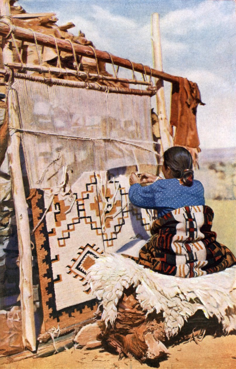 Vävning av Navaho-filtar (färgfoto) av English Photographer