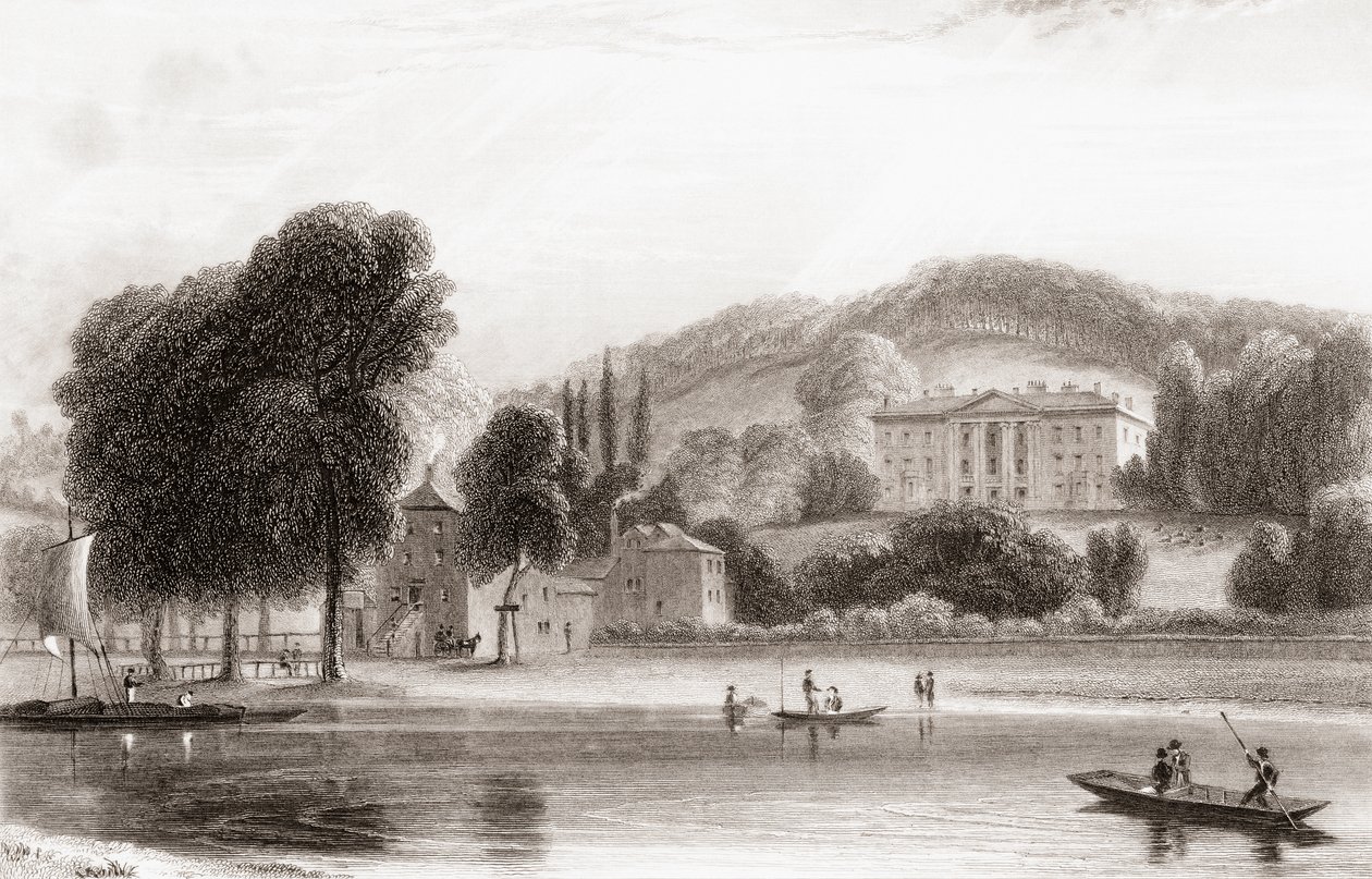 1800-talsvy av Beaumont Lodge, Old Windsor, Berkshire, England. Såldes 1854 till Society of Jesus och bytte namn till Beaumont College, en jesuitisk folkskola. Från Churton