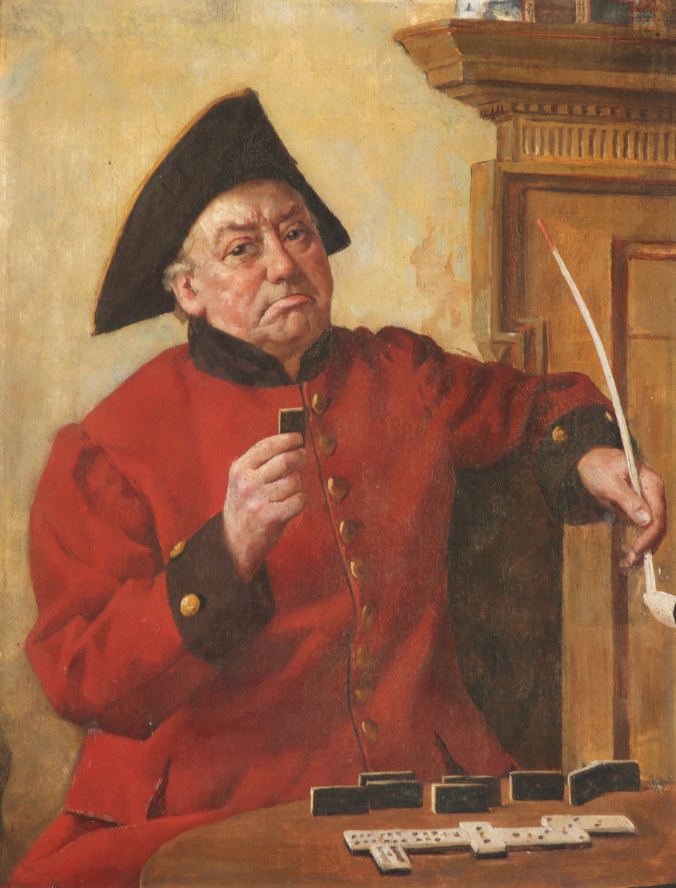 En Chelsea Pensioner som spelar dominos av English School