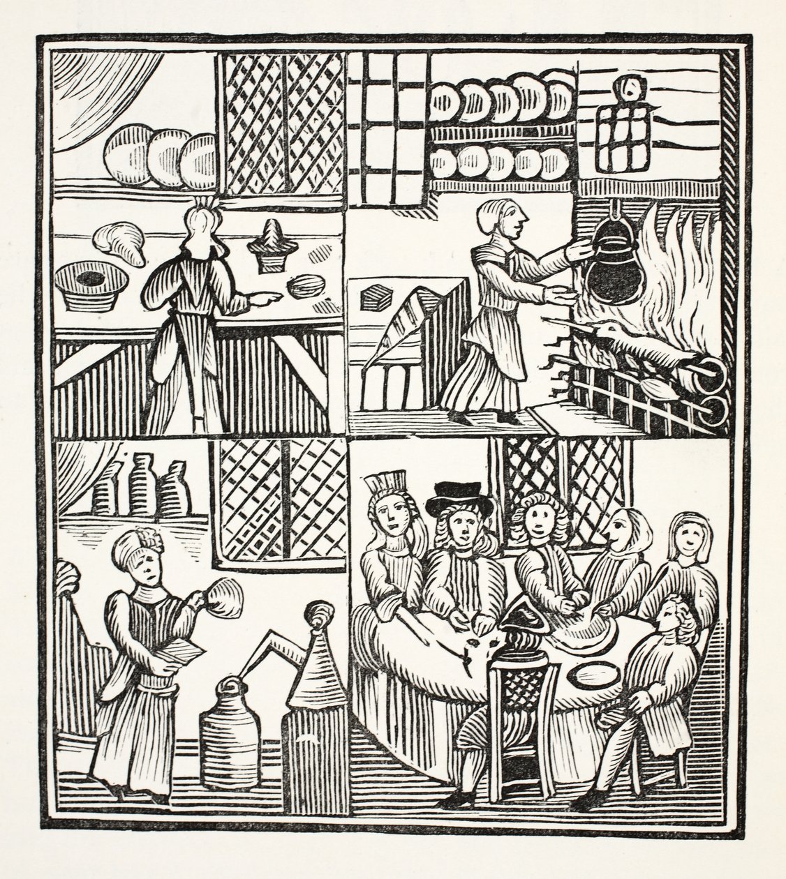 En samling kökskvitton, illustration från Chap-books of the artonde århundradet av John Ashton, pub. 1882 av English School